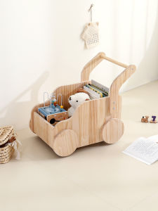 Wooden Toy Shopping Cart for Boys And Girls Home Simulation Play Pretend Shopping Cute Car Montessori Childrens Room Decoration Toy Rack