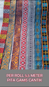 (Per Roll) PT169G Jual Pita Gamis / Pita India Cantik Lebar 32Cm - 36Cm Panjang 9-10 Meter