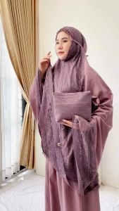Alwi - Mukena Dewasa Terbaru 2025 2in1 Katun Premium Malika Renda Brukat Mewah Elegan Jumbo Size