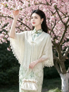 XUANXUAN | Chinese Style Lace Knitted Cape Shawl Thin Outerwear