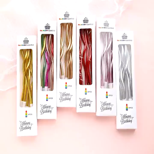 [Malaysia stock] 6 pieces/set of 17 cm curved spiral candle Metal rainbow candle Birthday candle cake topper-COZII