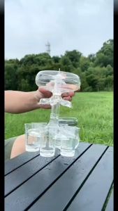 Party Drink Shot Dispenser with 6 Shot Glasses Set Acrylic Holder Drinking Game Tool Family Gathering Bar Wine Glass Set