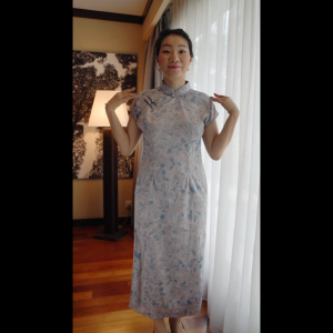 COCOONESE Short Sleeve Cheongsam - Silver Moonlight