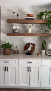three (3) layers floating shelves with concealed metal support 3 pcs of solid wooden shelves with hidden metal support luxury floating shelves  solid wood wall shelves  modern floating shelf set  premium wooden wall shelves  hidden bracket floating shel