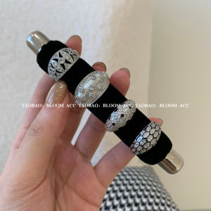 New Luxury Arc Full Sky Star Snake Pattern Ring Open Silver Brushed Heavy Work Zircon Diamond Stackable Fashion Jewelry Ring