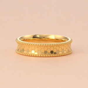Chow Sang Sang 周生生 999 Pure Gold Essence Honeycomb-Shaped Cuts Ring for Men (Size: 20 Diameter 19mm) 93547R Price-by-Weight 7.48g Gold
