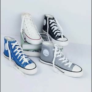 Sepatu Sneakers Pria High Kasual Sekolah Fashion Remaja Bahan Kanvas Motif Polos Bertali COD SPT-08