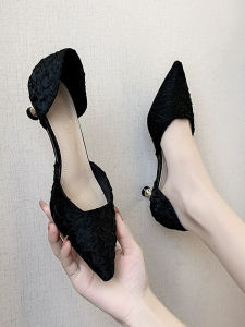 รองเท้าส้นเตี้ยแบบสวมหัวแหลมสไตล์ฝรั่งเศสสำหรับผู้หญิง ทรงหุ้มข้อแบบเปิดด้านบน รองเท้าแตะแบบสวมสำหรับผู้หญิง สไตล์สตรีท ฤดูใบไม้ผลิ 2025