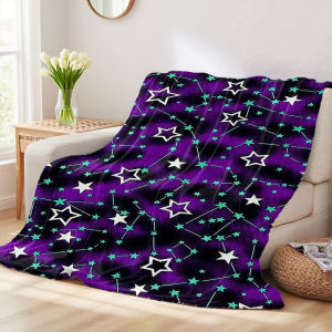 Beast Kingdom | Purple Star Sky Flannel Luxury Blanket Lightweight And Comfortable Woolen Blanket Ultra-Fine Fiber
