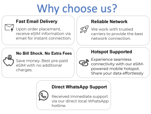 Brunei eSIM 5G High Speed Data | Supports Hotspot | 30Days | 3-10GB | Email Delivery