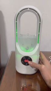 พัดลมไอเย็น 2in1 พัดลมไอน้ํา พัดลมไร้ใบพัด ฟอกอากาศ ทำให้ชื้น Fan Cooler พัดลมตั้งโต๊ะ Bladeless Fan พัดลมไร้ใบพัด ไฟ RGB การออกแบบไร้ใบมีด การปรับ 6 เกียร์ สเปรย์ทําความเย็น พัดลมไร้ใบ พัดลมฟอกอากาศ พัดลมUSB พัดลมทาวเวอร์ Portable Fan