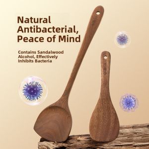 Antibacterial Wok Spatula Wooden Handle Non-Stick Pan Special Fried Food Kitchen Tool Home Use Pancake Egg Fish Cooking Utensil