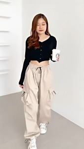 HIGHWAIST CELANA CARGO WANITA / KULOT LOOSE CARGO