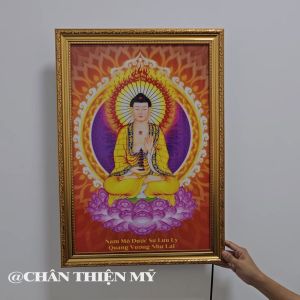 Tranh Phật Dược Sư Có Đèn Trang Trí Bàn Thờ Phòng Thờ Treo Tường DPDS-16