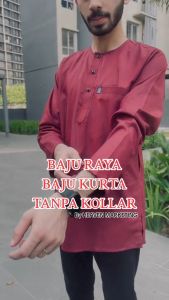 { BAJU RAYA } Kurta Dewasa / Baju Raya / Kurta Lelaki Lengan Panjang Tanpa Kolar Cotton Baju raya { SIZE S - 3XL }