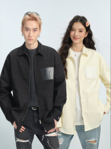 dangerouspeople | Leather Pocket Twill Shirt Jacket