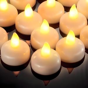 Flameless Floating LED Tealights Battery Operated Waterproof Candles Flickering Tea Light Candles for Christmas Pool Pond Decor