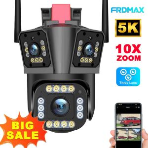 5K 12MP WiFi IP Camera Three-Lens Home Security Protection 10X Zoom Video Surveillance Motion Detection Smart CCTV Video Cam