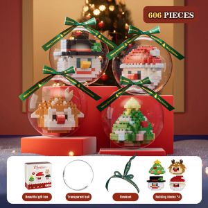 CONUSEA | Christmas Building Block Santa Claus Snowman Elk Assembly Brick Model Xmas Tree Decoration Christmas Ball Pendants Kids Gifts