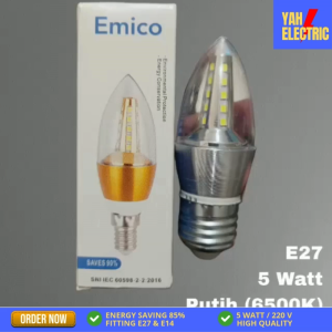 EMICO LAMPU CANDLE BOHLAM LED 5W FITTING E14 & E27 LAMPU LILIN GANTUNG - YAH ELECTRIC