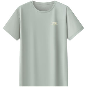 Jeep | Jeep Official Mens Outdoor Short Sleeve T-Shirt Quick Dry Lyocell Round Neck Elastic Ultra Light Windproof UV Protection Breathable