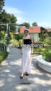 Welabelle Anna Vintage Y2K Headband Hairband / Bandana Putih Bando Satin 90s (A55)