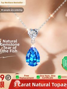 East Beauty | Pure Silver Natural Topaz Teardrop Pendant Necklace