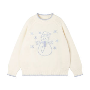 MUCMUKN | 100% Wool Anti-Pilling Thermal Merino Snowman Jacquard Sweater