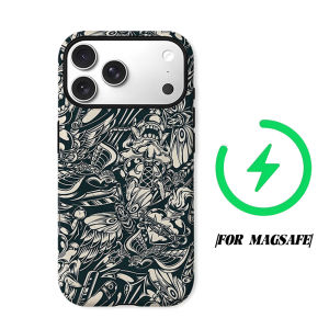 BILIBILI | Monochrome Oni Art Phone Case for iPhone 18 17 16 15 14 13 12 11 Air Pro Max Plus Double-layer Cover