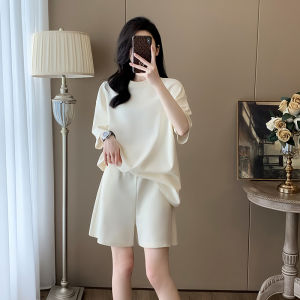 Womens Summer Sportswear Set Short Sleeve Comfortable Loose T-Shirt Top And Shorts Two-Piece Suite Fashionable Youthful