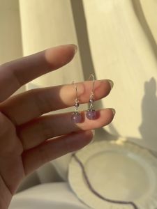 Purple Earrings Classical Chinese Style Womens New 2024 Original High-End Feeling Hanfu Cheongsam Accessories 925 Silver Hook