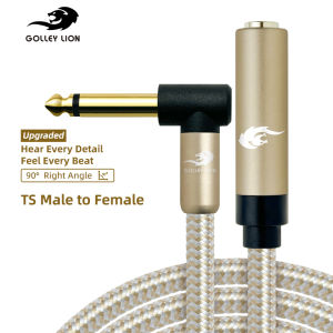 GOLLEY LION Right Angle Guitar Extension Cord 6.35mm TS Male to Female Extension Cable Mono Audio Extension Cables