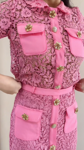 MG065-0323 : ชุดเซตลูกไม้สีชมพู Pink Rose Lace Set