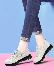 Leather Sporty Casual Shoes Womens Spring Summer Autumn Winter Fleece Lined Versatile Soft Bottom Traveling Mom Sports Sneakers
