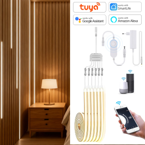 Tuya Smart Home 2/4/6pcs Kit 1M 2M Neon LED Strip Wall Decor Light WIFI APP Control Dimmable 24V COB Neon Adhesive Closet Lamp