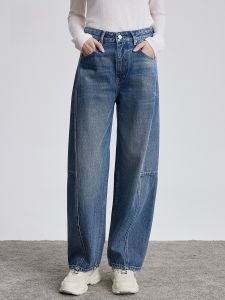 HR | กางเกงยีนส์ทรงหลวมเอวสูงทรงหลวมสำหรับผู้หญิง HR แบรนด์ Hr ทรงหลวม กางเกงขายาวทรงหลวมสำหรับใส่ไปทำงานในฤดูใบไม้ร่วง