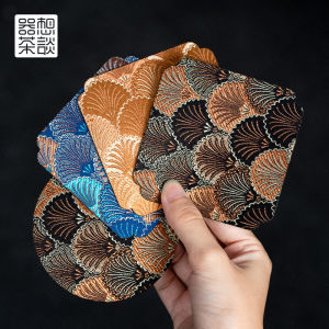 Handmade Chinese Style Tea Ceremony Zhi Jin Coaster Pure Silk Heat Resistant Absorbent Anti-Scalding Gongfu Tea Ceremony Pad