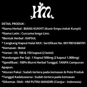 Herbal Murni - BIANG KUNYIT Isi 50 100 150 Kapsul kunyit kunir empu induk kunyit original alami