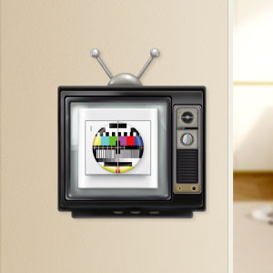 Miếng Dán Nút Nguồn TV Đen Trắng Thời Thơ Ấu Nhựa PVC Trang Trí Tường Tấm Lót Ổ Cắm Tấm Lót Mặt Bìa Đóng Dấu Sáng Tạo Trang Trí Nhà