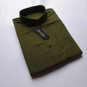 Kemeja Hijau Army Lengan Panjang Pria Slimfit Hem Atasan Lelaki Warna Hitam Navy