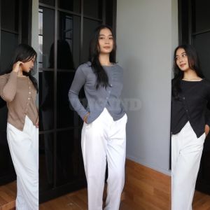 UNQIND-Top Rib Knit Basic Selly-atasan wanita terbaru