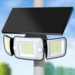 Intelamp Long Battery Life 6000mah Outdoor Solar Light Flood Light Larger Solar Panel Two Motion Sensors For Garden Yard Garage