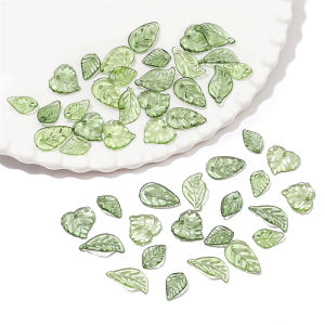 10/50 ชิ้นลูกปัดอะคริลิครูปใบไม้ใสสีเขียวลูกปัดจี้ใบต้นไม้ขนาดเล็กสำหรับทำเครื่องประดับ DIY ทำสร้อยข้อมือเครื่องประดับต่างหู เครื่องประดับ