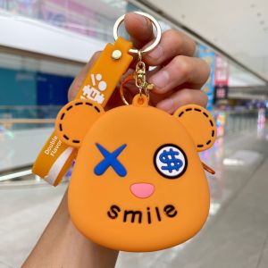 Cute Cartoon Silicone Mini Coin Purse Keychain Childrens Wallet Backpack Pendant Small Gift Ideal Festival Creative Present
