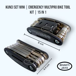 Kunci Set Mini | Emergency MultiPro Bike Tool Kit | 15 in 1