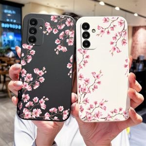 Pink Cherry Blossom Branch Print Phone Case For Samsung Galaxy A73 A72 A71 A70 A56 A55 A54 A53 A52 A51 Soft Silicone Back Cover