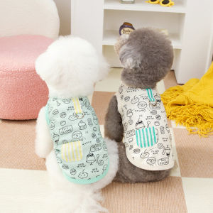 zhongku Pet INS Snacks Patterns Vest Kitten Puppy Breathable Clothes with Stripe Pocket Shihtzu Poodle Teddy Cat Stylish Outfit