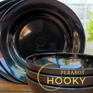 Promo paket piring mangkuk melamin hitam isi 6 pcs gratis bubble wrap