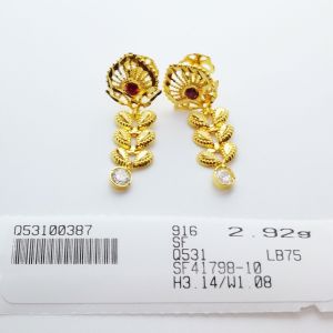 Subang gantung Skru Design Indian 2.92G Emas 916 Yon Hing