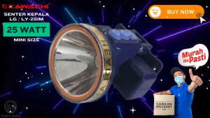 Kawachi Senter Kepala Mini 25w 25 Watt Cree LED Super Terang LG-251M / LY-251M Waterproof Rechargeable Camping Battery 3500mAh Tahan Hingga 25 Jam SOS Dimmer Cahaya Putih / Kuning Garansi Mellius Store